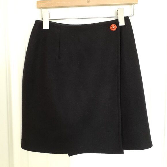 Vintage Passports for Pier 1 Imports Wool-Blend Wrap Mini Skirt Black Size S - Picture 1 of 10